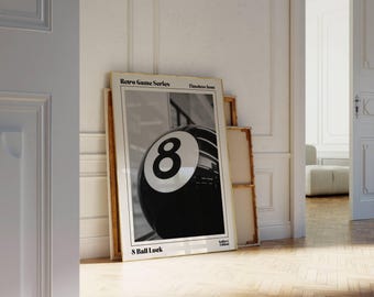 Retro Lucky 8 Ball Poster, Eight Pool Ball, Collage Wall Art, Game Room Print, Trendy Retro Bar Cart Print, 70s Poster, Trendy Wall Art, image 4