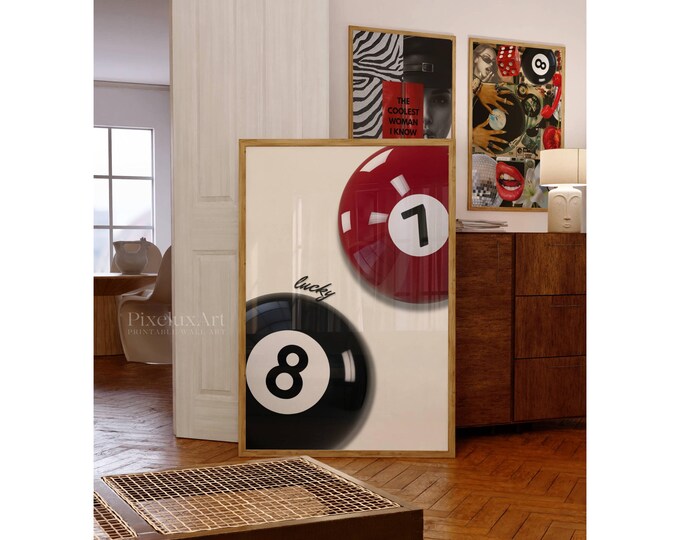 Trendy Collage Apartment Print, Lucky 8 Ball Print, Y2k…