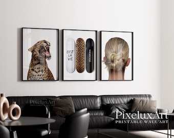 Leopard Fashion Gallery Wall Set | Modern Chic Printable Wall Art | Stockholm Aesthetic Poster Bundle | Neutral Fashion Decor, image 3