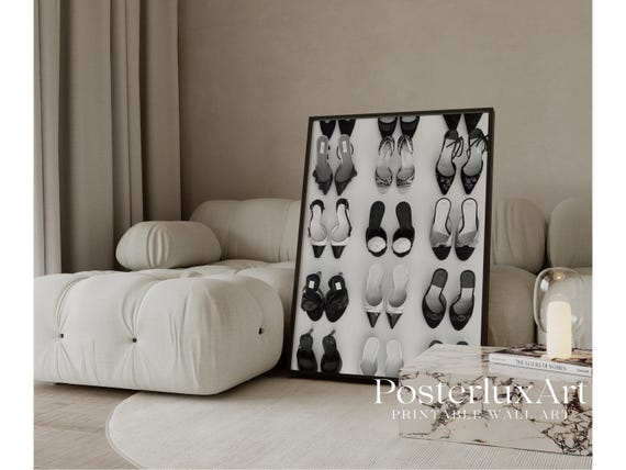 Black and White Vintage Heels Poster
