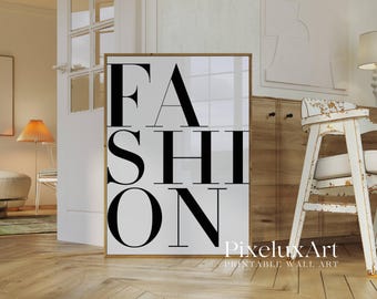 FASHION Typography Wall Art – Modern Bold Text Poster | Minimalist Black & White Print, Chic Fashion Decor for Closet or Office Walls, image 3