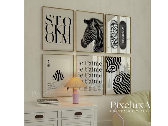 Zebra Black and White Fashion Wall Art Set