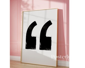Quotation Mark Poster | Minimalist Black and White Wall Art | Modern Typography Print | Abstract Graphic Home Decor Printable, image 5