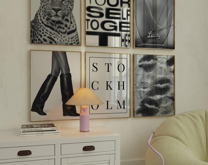 Stockholm Wall Art Set of 6 – Leopard, Fashion Typography…