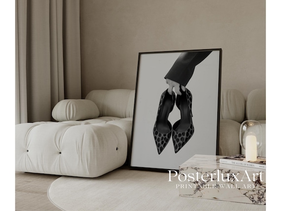 Black & White Leopard Heels Wall Art