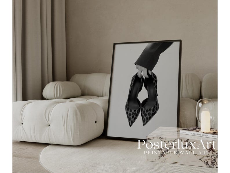 Black & White Leopard Heels Wall Art