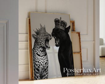 Luxury Leopard & Panther Wall Art, Stockholm Style Royal Jungle Modern Aesthetic Chic Apartment Decor, Stylish Y2K Fashion Leopard Print, image 3