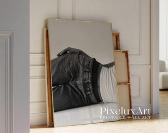 Black And White Jeans Art Print – Modern Stylish Body Silhouette Poster, Y2K Fashion Aesthetic Denim Poster, Trendy Stockholm Style Poster, image 5