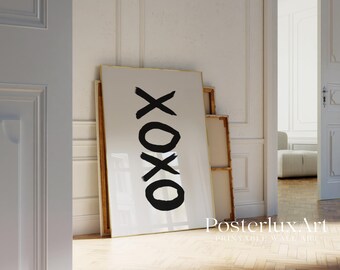 XOXO Print, Minimalist Brush Stroke Poster, Modern Black and White Wall Art, Scandinavian Home Decor, Typography Printable, image 4