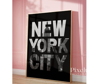 New York City Typography Poster, NYC Poster, New York Black And White Y2k Fashion Print, NYC Collage Apartment Print, Stylish Aesthetic Art, image 5