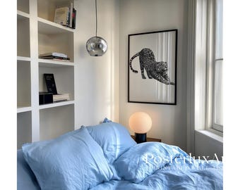 Black & White Leopard Wall Art Print, Modern Y2k Fashion Print, Jungle Wall Art, Modern Chic Aesthetic Decor, Stylish Leopard Portrait Art, image 6