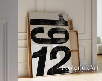 1912 Typography Poster | Modern Minimalist Black and White Wall Art | Bold Graphic Number Print | Contemporary Home Decor, image 4