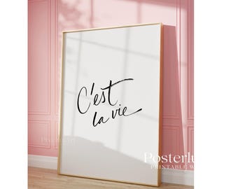 C’est La Vie Print, Minimalist French Quote Poster, Black and White Typography Art, Scandinavian Home Decor, Modern Printable Wall Art, image 4