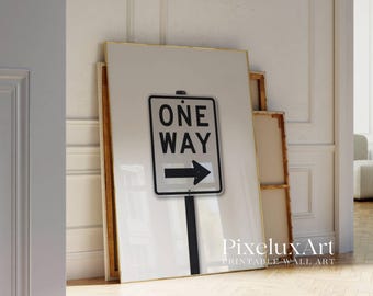 One Way Sign Minimalist Print, Stockholm Style Poster, Black and White Street Sign Print, Cool Y2K Fashion Prints, Stylish Chic Apartment, image 3
