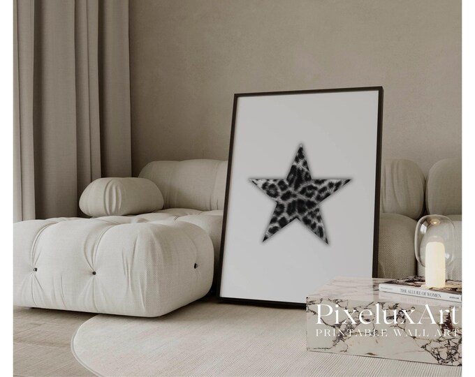 Black & White Leopard Star Wall Art | Stockholm Style…