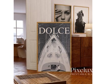 Black & White Dolce Vita Yacht Wall Art, Old Money Aesthetic Poster, Stockholm Style Vintage Sailboat Magazine Print, Yacht Club Poster, image 6