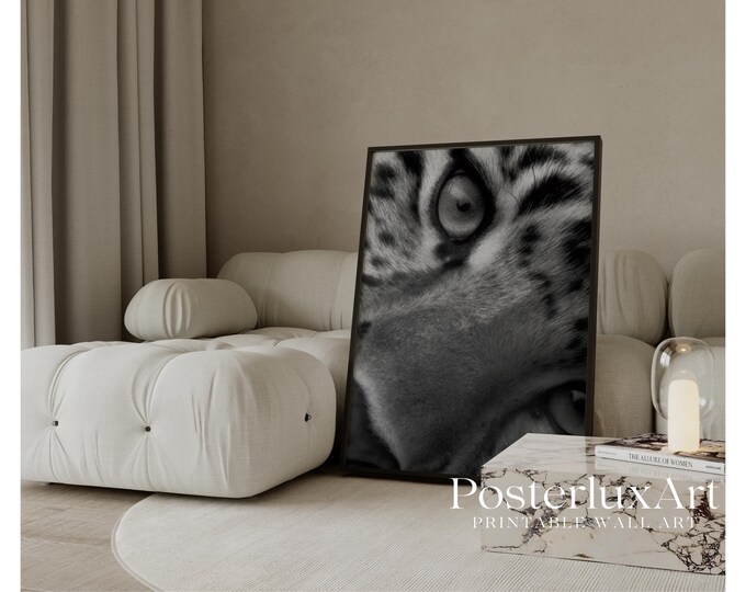 Black & White Leopard Wall Art Poster, Stockholm Style…