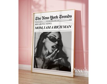 Set of 6 Trendy Newspaper Print – Girly Wall Art, Retro Dorm Room Decor, Black & White Newspaper Prints, Newspaper Wall Decor, Apartment Art, image 4