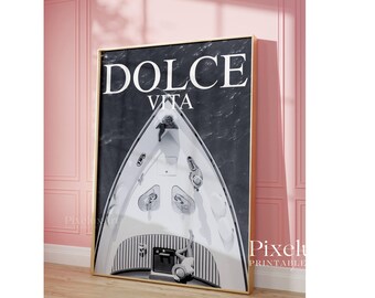 Black & White Dolce Vita Yacht Wall Art, Old Money Aesthetic Poster, Stockholm Style Vintage Sailboat Magazine Print, Yacht Club Poster, image 5