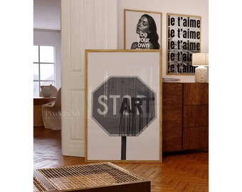 Black And White Collage Apartment Print, Start Art Y2k Fashion Print, Motivational Typography Posteri, Stylish And Cool Aesthetic Art, image 6