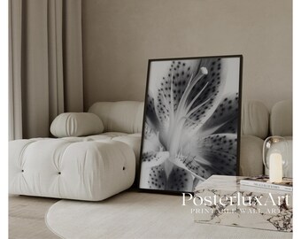 Stockholm Style Black & White Flower Print, Minimalist Botanical Wall Art, Modern Scandinavian Home Decor Poster, Digital Download, image 1