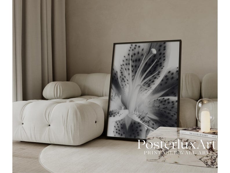 Stockholm Style Black & White Flower Print