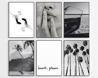 50+ Coastal Fashion Wall Art Bundle, Stockholm Style Black and White Prints, Beach Minimalist Poster Set, Modern Neutral Scandinavian Decor, image 6