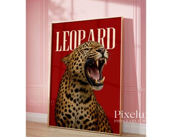 Leopard Wall Art Print, Retro Girly Cheetah Wall Art, Retro Y2K Aesthetic, Tredny Leopard Print, Dopamine Decor for Bold Spaces, Retro Print, image 3
