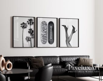 Black and White Fashion Wall Art Set of 6 - Modern Gallery Wall Prints, Stylish Y2K Stockholm, Leopard, Statue of Liberty Apartment Decor, image 3
