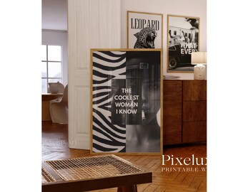 Set of 6 Retro Gallery Girly Prints – Trendy Wall Art, Leopard Decor, Trendy Aesthetic Y2K Dorm & Apartment Print, Black And White Funky Art, image 5