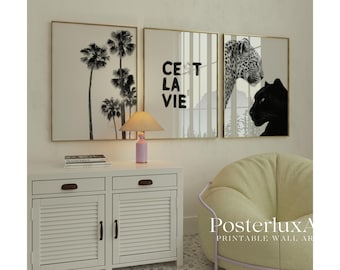 Stockholm Leopard Panther Wall Art Set | Modern Chic Stylish Black White Posters | Fashion Luxury Aesthetic Digital Prints, Apartment Decor, image 3
