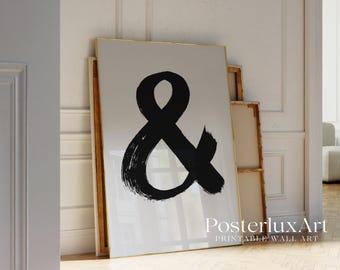 Ampersand Poster | Minimalist Black Brush Wall Art | Modern Typography Printable | Scandinavian Neutral Decor | Abstract & Symbol Print, image 4
