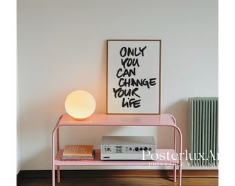 Motivational Typography Wall Art – Scandinavian Quote Print, Modern Minimal Inspirational Poster, Black and White Home Decor, image 4