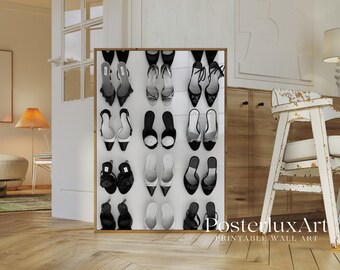 Black and White Vintage Heels Poster – Retro High Heels Wall Art, Luxury Shoe Print, Fashion Home Decor, Stockholm Style Heels Print, image 5