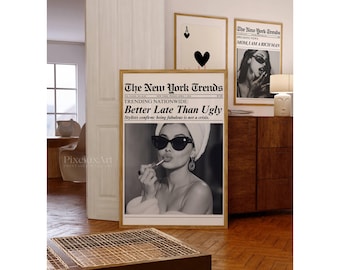 Trendy Newspaper Print, Better Late Than Ugly, Girly Wall Art, Retro Dorm Decor, Headline Print, Makeup Poster, Newspaper Wall Art, image 5