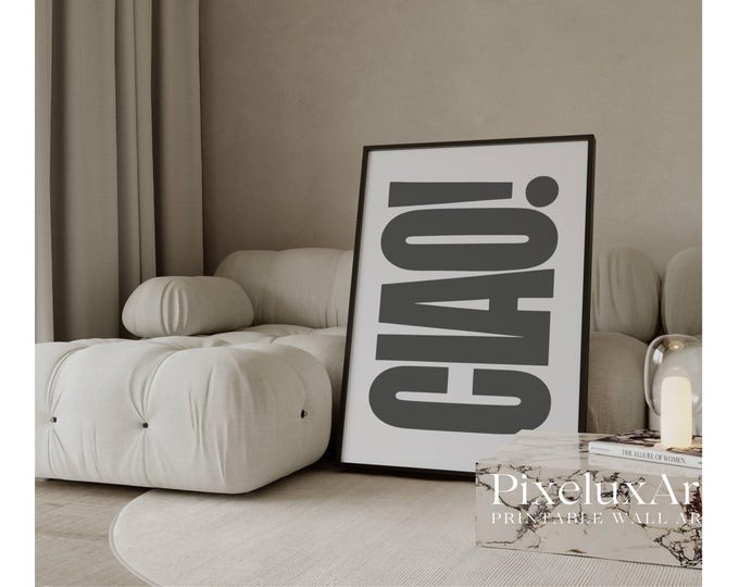 CIAO Typography Poster Italy Quote, Black & White Modern…