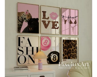 150+ Pink Y2K Gallery Leopard Wall Art Set | Coquette Cheetah Print Wall Set, Girly Preppy Dorm Room Decor, Trendy Aesthetic Poster Bundle, image 5