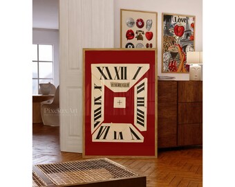 Retro Watch Poster, Red Collage Wall Art, Y2K Fashion Print, Aesthetic Vintage Print for Girly Apartment Decor, Room Style, image 6