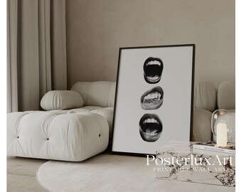 Black & White Grillz Print, Collage Apartment Print, Stylish And Cool Modern Art Poster, image 1