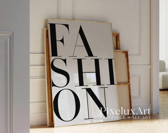 FASHION Typography Wall Art – Modern Bold Text Poster | Minimalist Black & White Print, Chic Fashion Decor for Closet or Office Walls, image 4