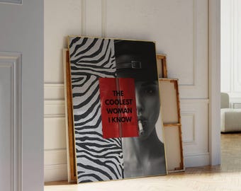 Trendy Girly Wall Art, Collage Apartment Print, Black And White Y2k Fashion Print, Feminist Quote, Stylish And Cool Girl Aesthetic Wall Art, image 3