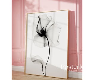 Minimalist Stockholm Style Black & White Flower Print, Elegant Botanical Wall Art, Modern Scandinavian Home Decor Poster, Digital Download, image 6