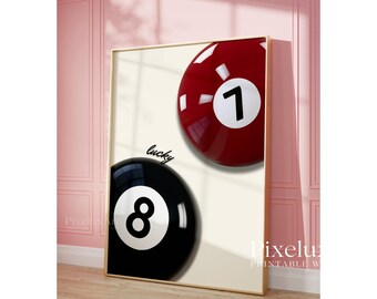 Trendy Collage Apartment Print, Lucky 8 Ball Print, Y2k Fashion Print, Stylish And Cool Girl Aesthetic Art for Teen & Dorm Room, image 3