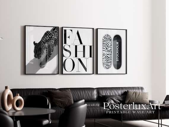 Luxury Black & White Leopard Fashion Wall Art