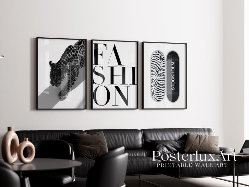 Luxury Black & White Leopard Fashion Wall Art