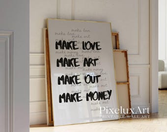 Make Love Make Art Trendy Collage Print, Black And White Y2k Fashion Print, Collage Apartment Print, Retro Funky Print, image 4