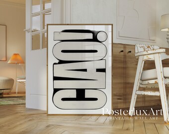 Ciao Typography Print | Modern Black & White Wall Art | Minimal Italian Poster | Stylish Scandinavian Home Decor, image 5