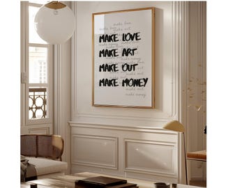 Make Love Make Art Trendy Collage Print, Black And White Y2k Fashion Print, Collage Apartment Print, Retro Funky Print, image 5