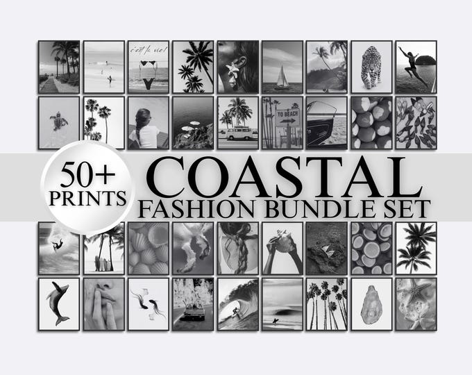 50+ Coastal Fashion Wall Art Bundle, Stockholm Style Black…