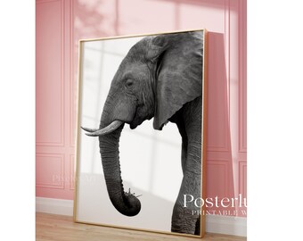 Minimal Elephant Print | Modern Black & White Wall Art | Scandinavian Animal Poster | Stylish Nature Elefant Bild, image 4